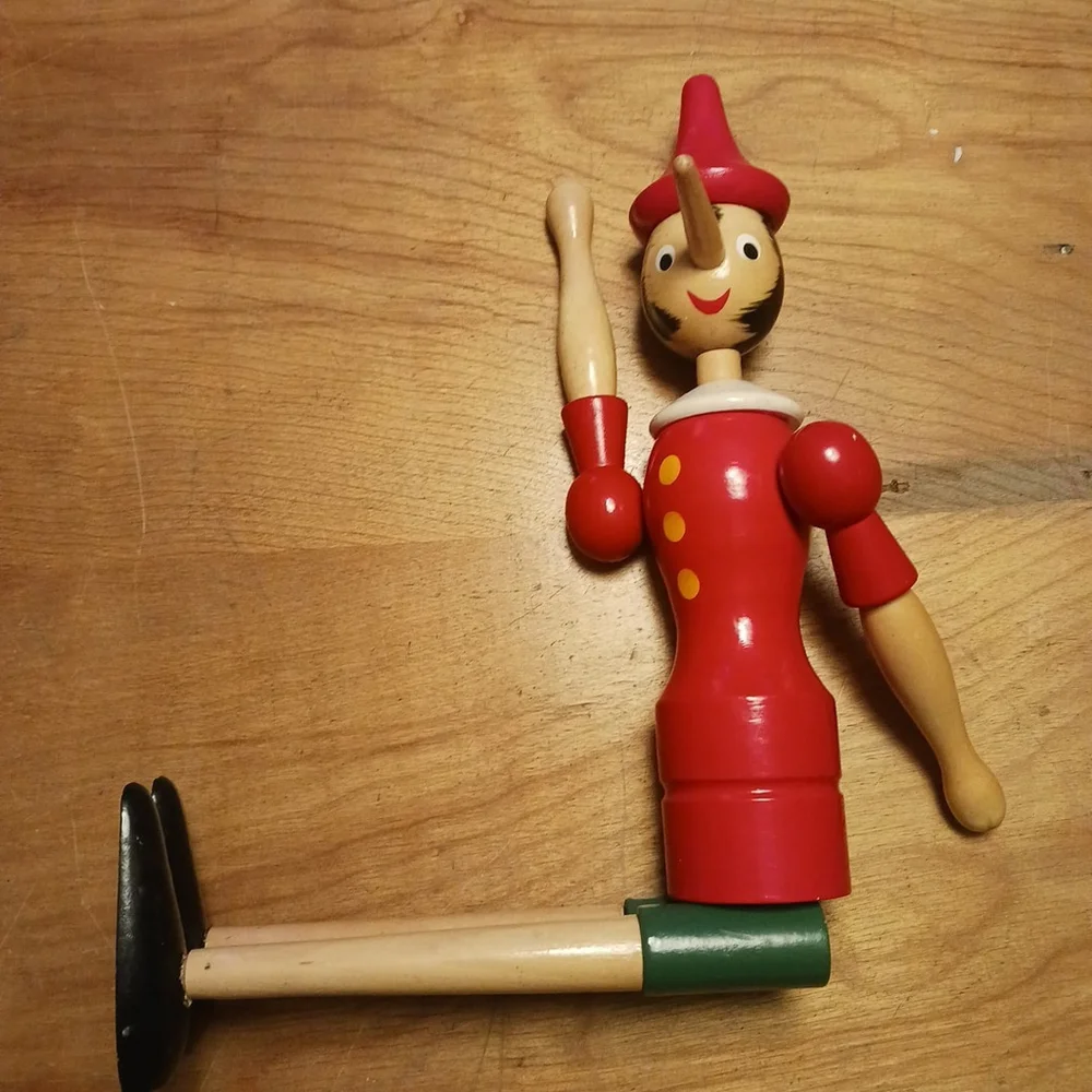 Vintage Pinocchio Wooden Jointed Doll 15.5